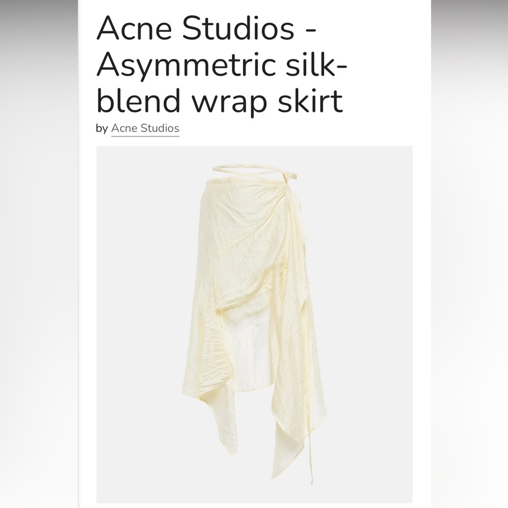 ISO Acne Studios Asymmetric Silk blend wrap skirt!!!!